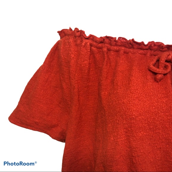 Madewell Burnt Orange Off the Shoulder Cotton Top - Picture 7 of 9
